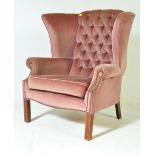 VINTAGE MID 20TH CENTURY PINK UPHOLSTERED WINGBACK ARMCHAIR
