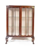 1940'S QUEEN ANNE REVIVAL MAHOGANY CHINA DISPLAY CABINET
