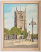 OF LOCAL INTEREST - OIL ON BOARD PAINTING KEYNSHAM CHURCH