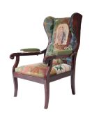 BIEDERMEIER 19TH CENTURY VICTORIAN WING BACK ARMCHAIR