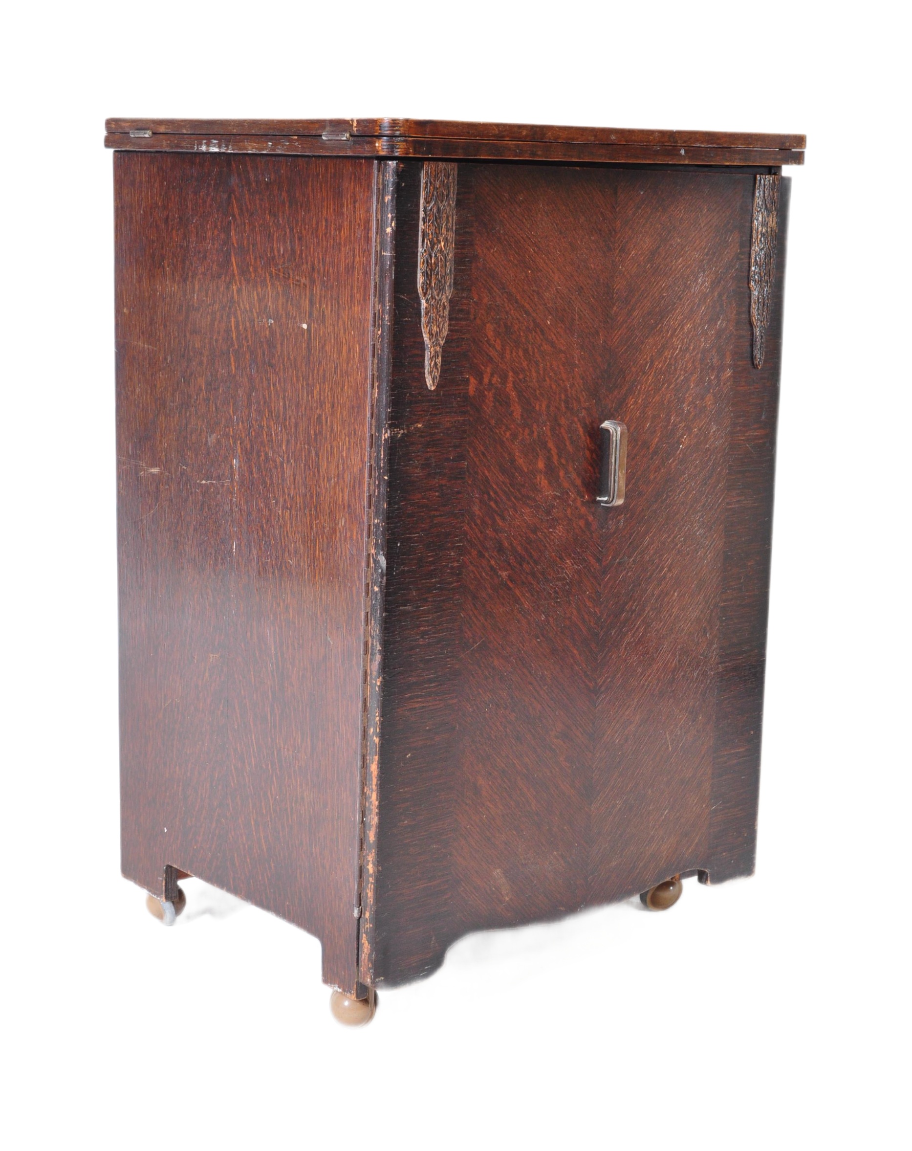 ART DECO OAK SINGER SEWING MACHINE CABINET