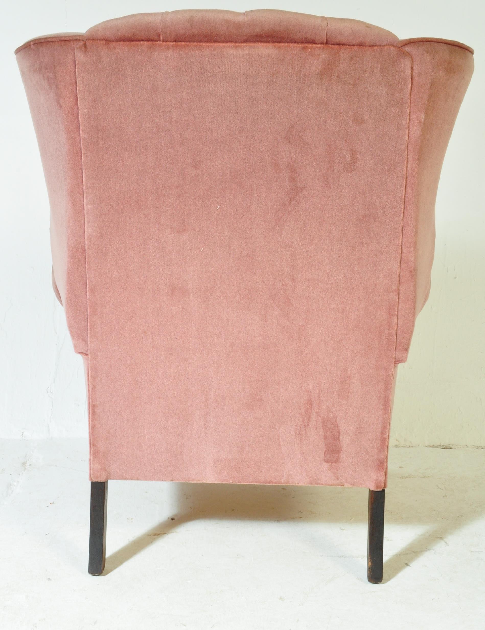 VINTAGE MID 20TH CENTURY PINK UPHOLSTERED WINGBACK ARMCHAIR - Image 5 of 5