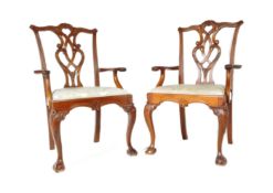 PAIR OF CHIPPENDALE STYLE ARMCHAIRS