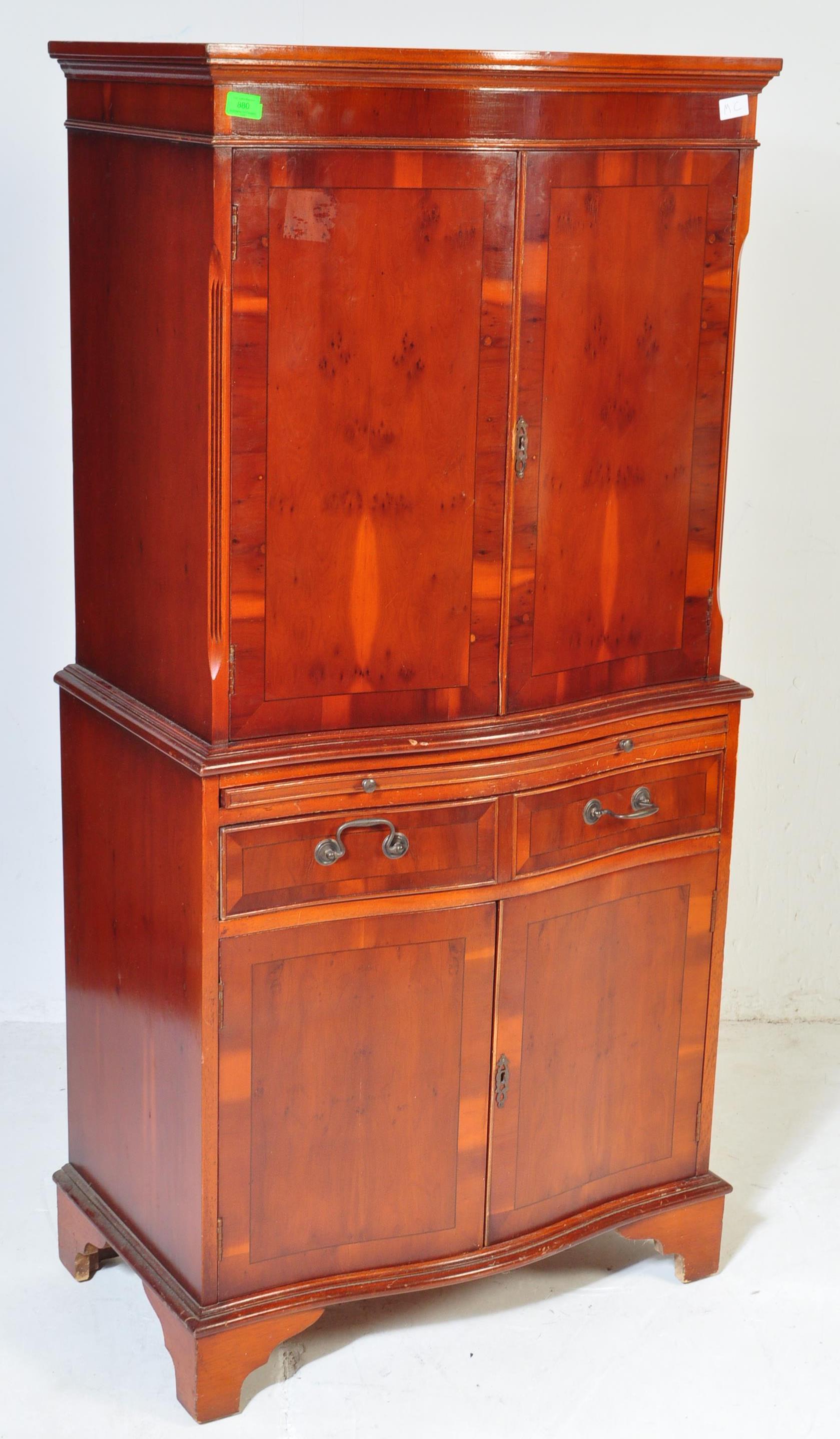 20TH CENTURY YEW AND MAHOGANY VENEER COCKTAIL CABINET - Image 2 of 5