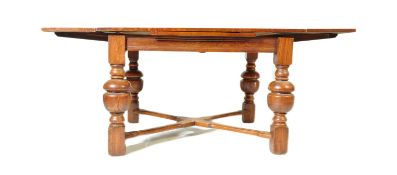 LARGE 1930'S OAK REFECTORY EXTENDING DINING TABLE