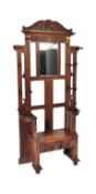 19TH CENTURY CENTURY OAK CARVED HALL SETTLE STAND