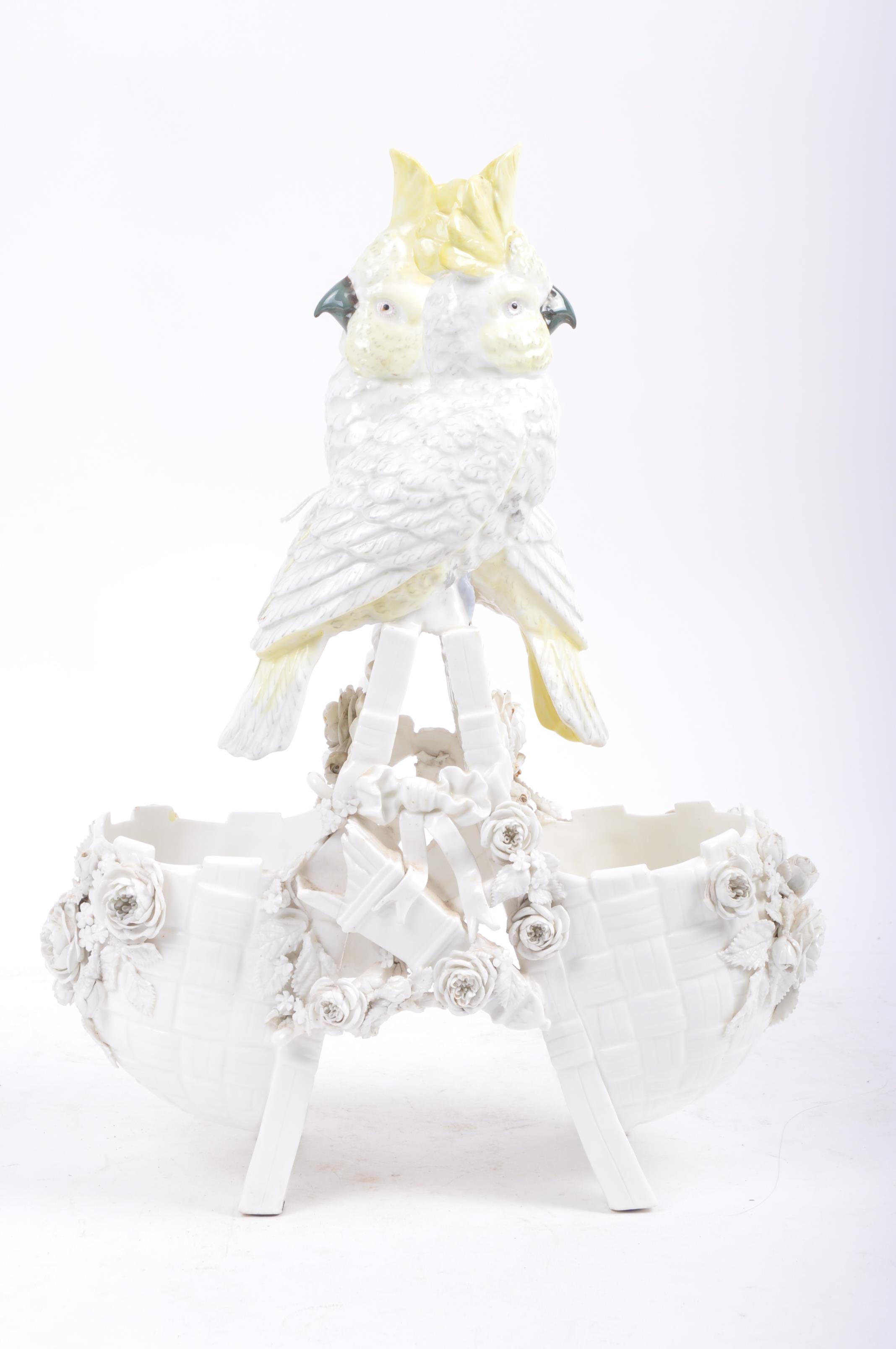 19TH CENTURY COCKATOO ON BASKET FIGURINE GROUP - Image 2 of 8