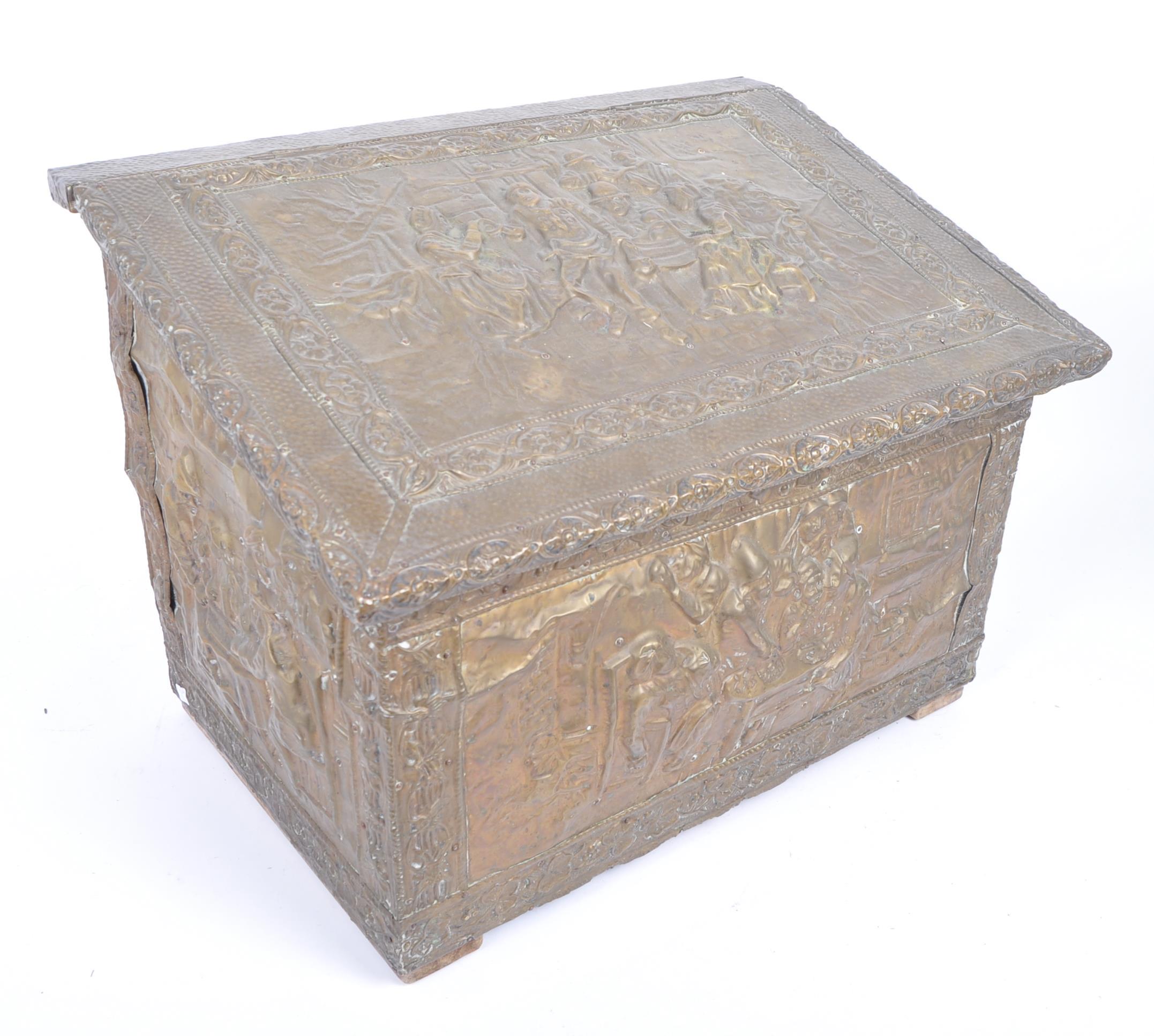 EARLY 20TH CENTURY EMBOSSED BRASS LOG - COAL BOX - Image 2 of 8