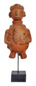 PRE COLOMBIAN AZTEC TERRACOTTA FIGURE ON STAND