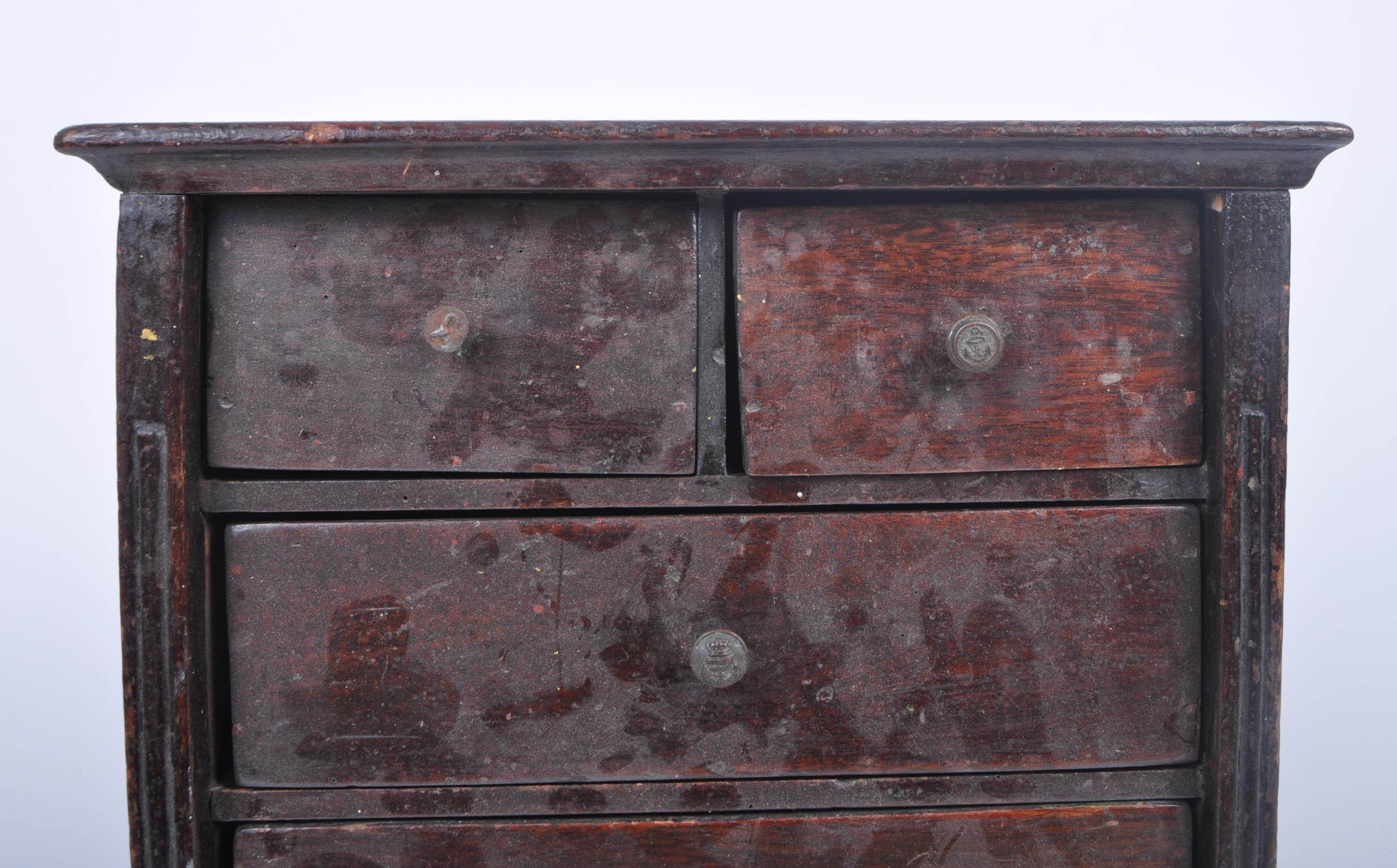 A VICTORIAN APPRENTICE PIECE CHEST OF DRAWERS - Image 3 of 5