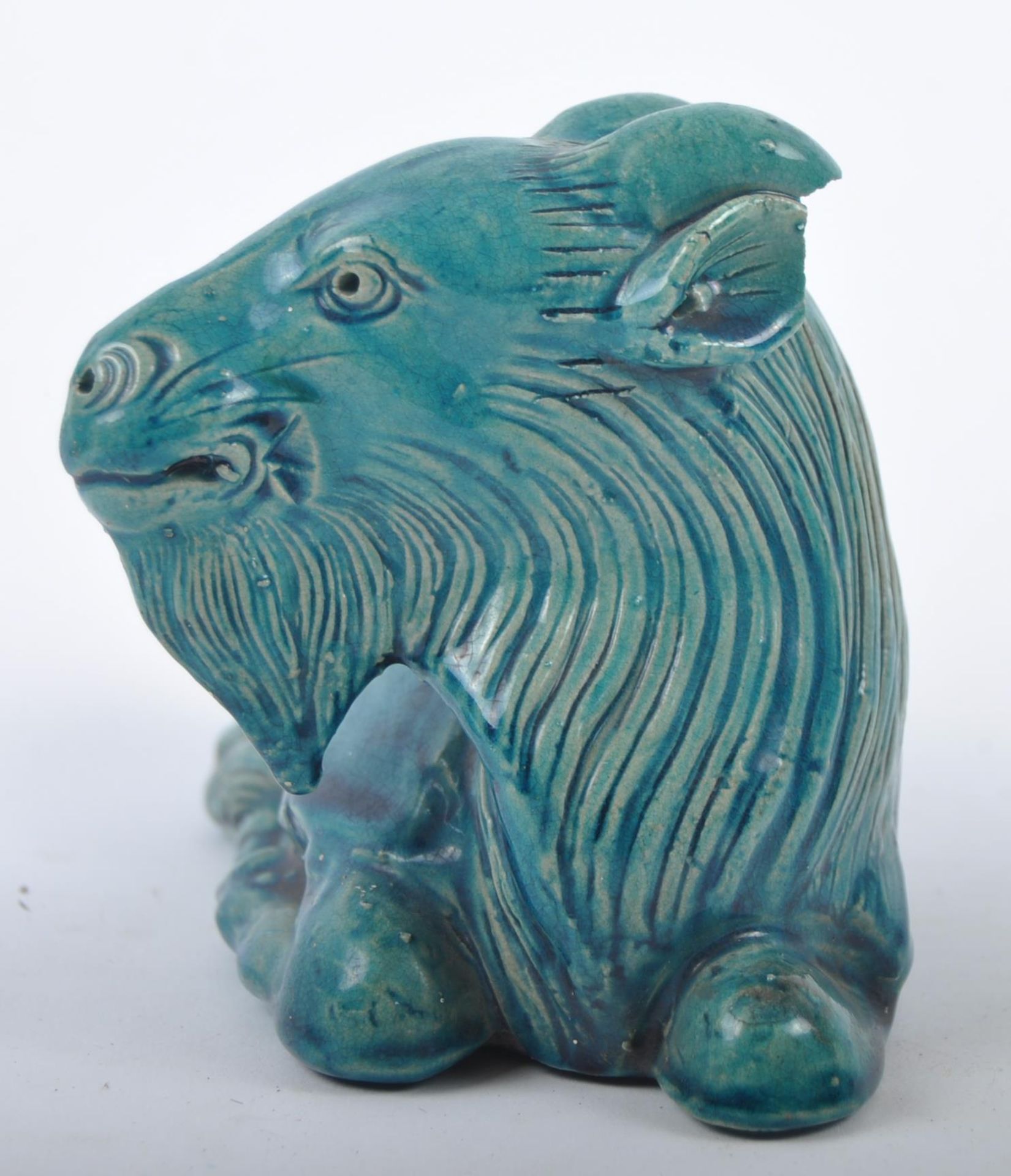 CHINESE MONOCHROME TURQUOISE ZODIAC GOAT - Image 4 of 6