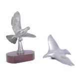 TWO 20TH CENTURY VINTAGE CHROME CAR HOOD ORNAMENT BIRDS