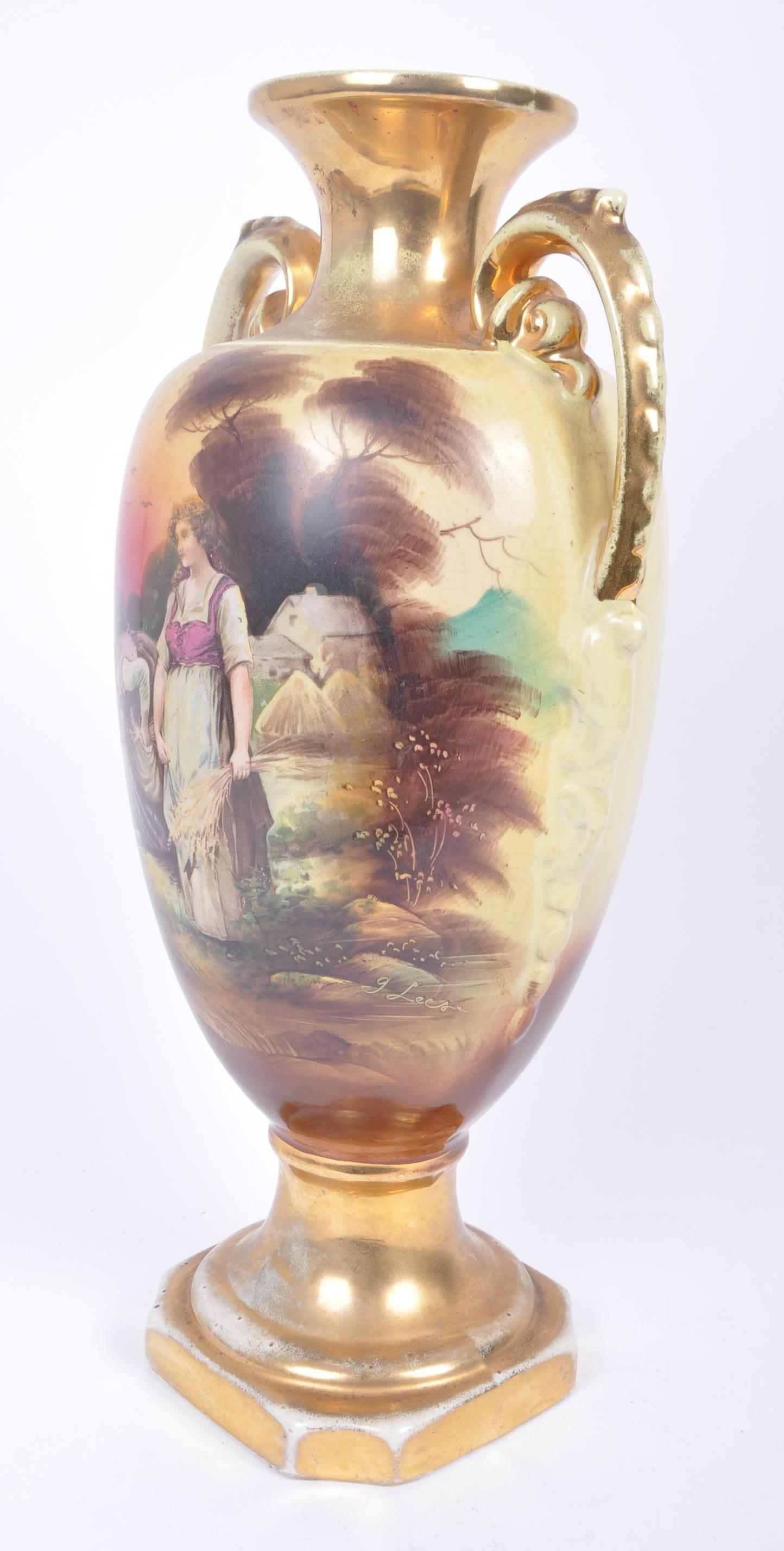 A VICTORIAN 19TH CENTURY TWIN HANDLED STAFFORDSHIRE VASE - Image 4 of 6