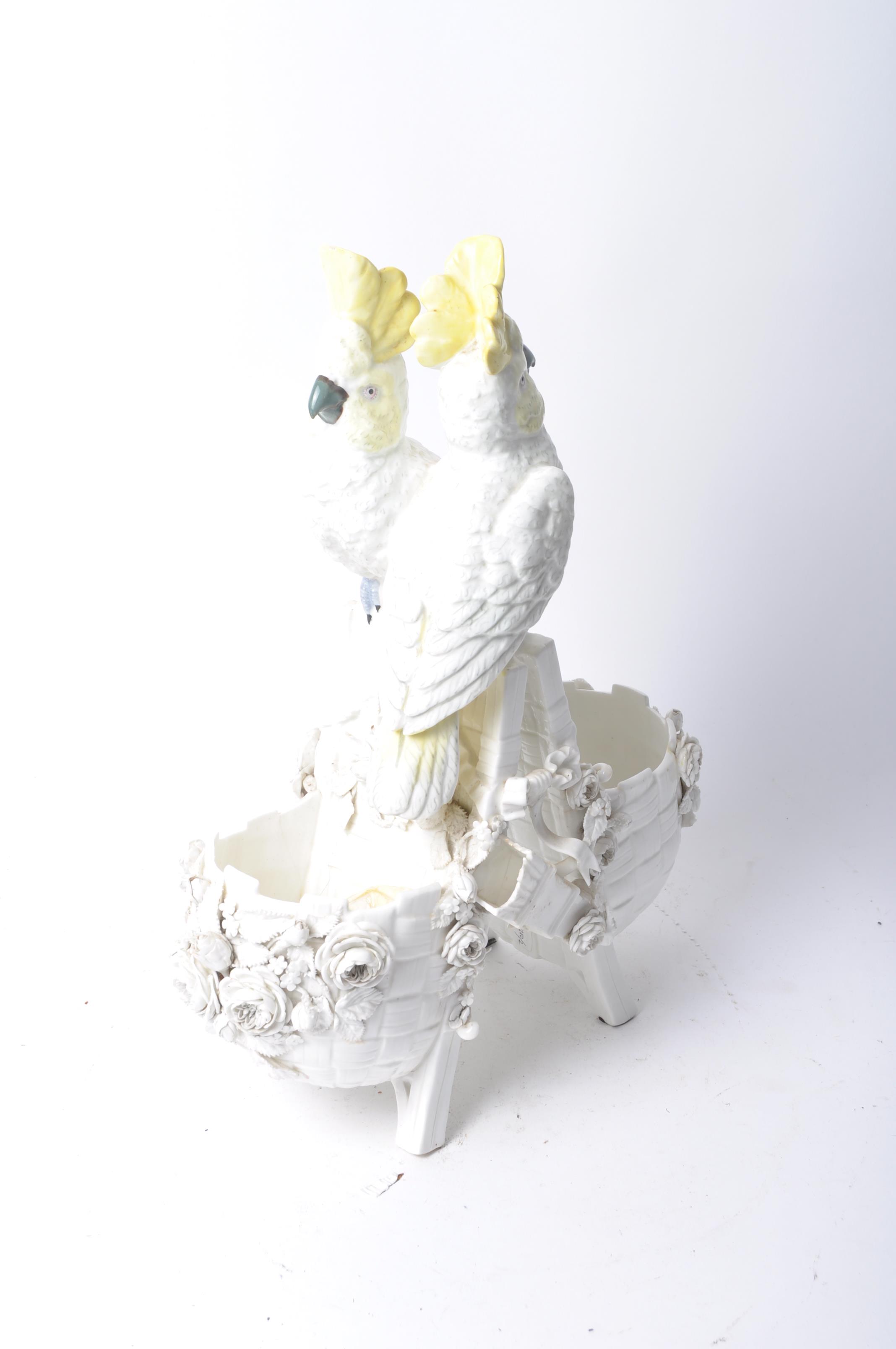 19TH CENTURY COCKATOO ON BASKET FIGURINE GROUP - Image 5 of 8