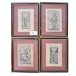 FOUR ANTIQUE FRAMED CHRISTIAN WOODBLOCK ENGRAVINGS