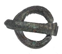 MEDIEVAL IRON AGE BRONZE BELT BUCKLE WITH CLASP