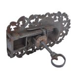 17TH CENTURY GERMAN STEEL LOCK AND KEY