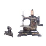 19TH CENTURY MINIATURE TIN SEWING MACHINE