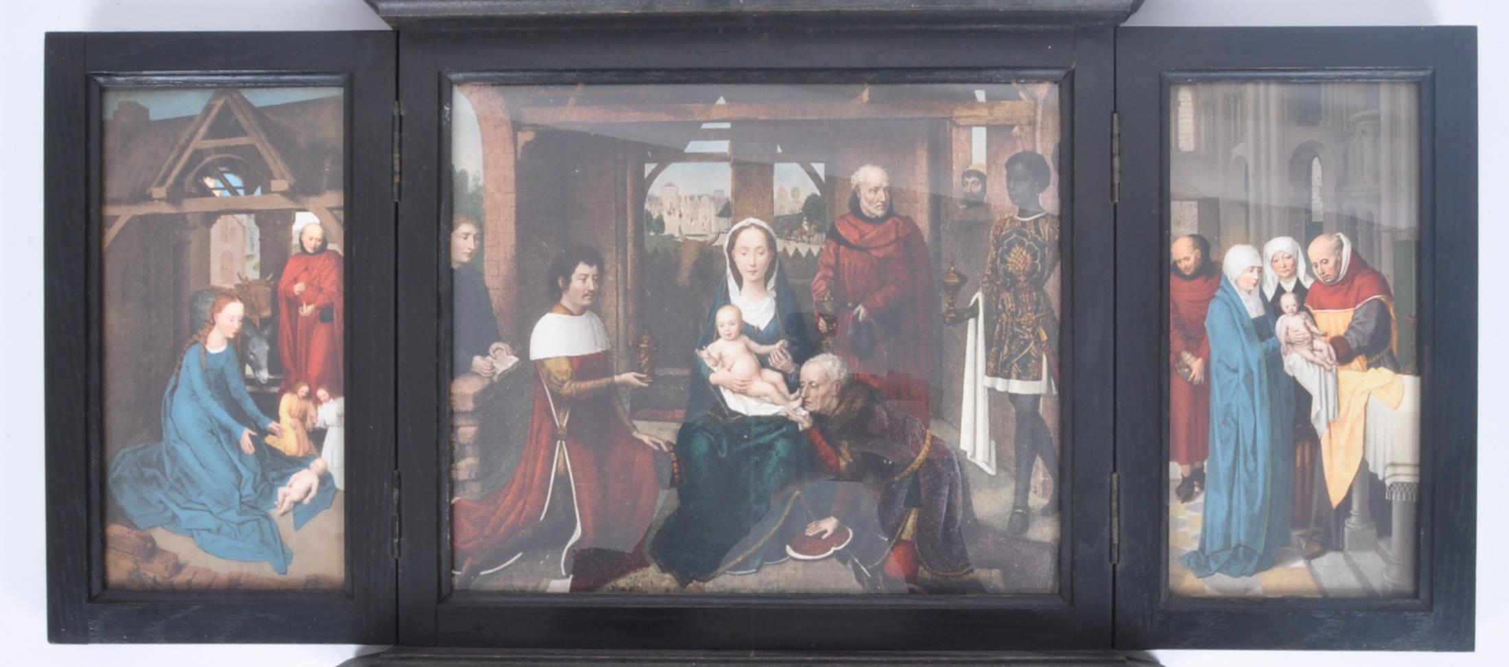 AFTER HANS MEMLING: EDWARDIAN REPRO JAN FLOREINS ALTARPIECE - Image 4 of 6