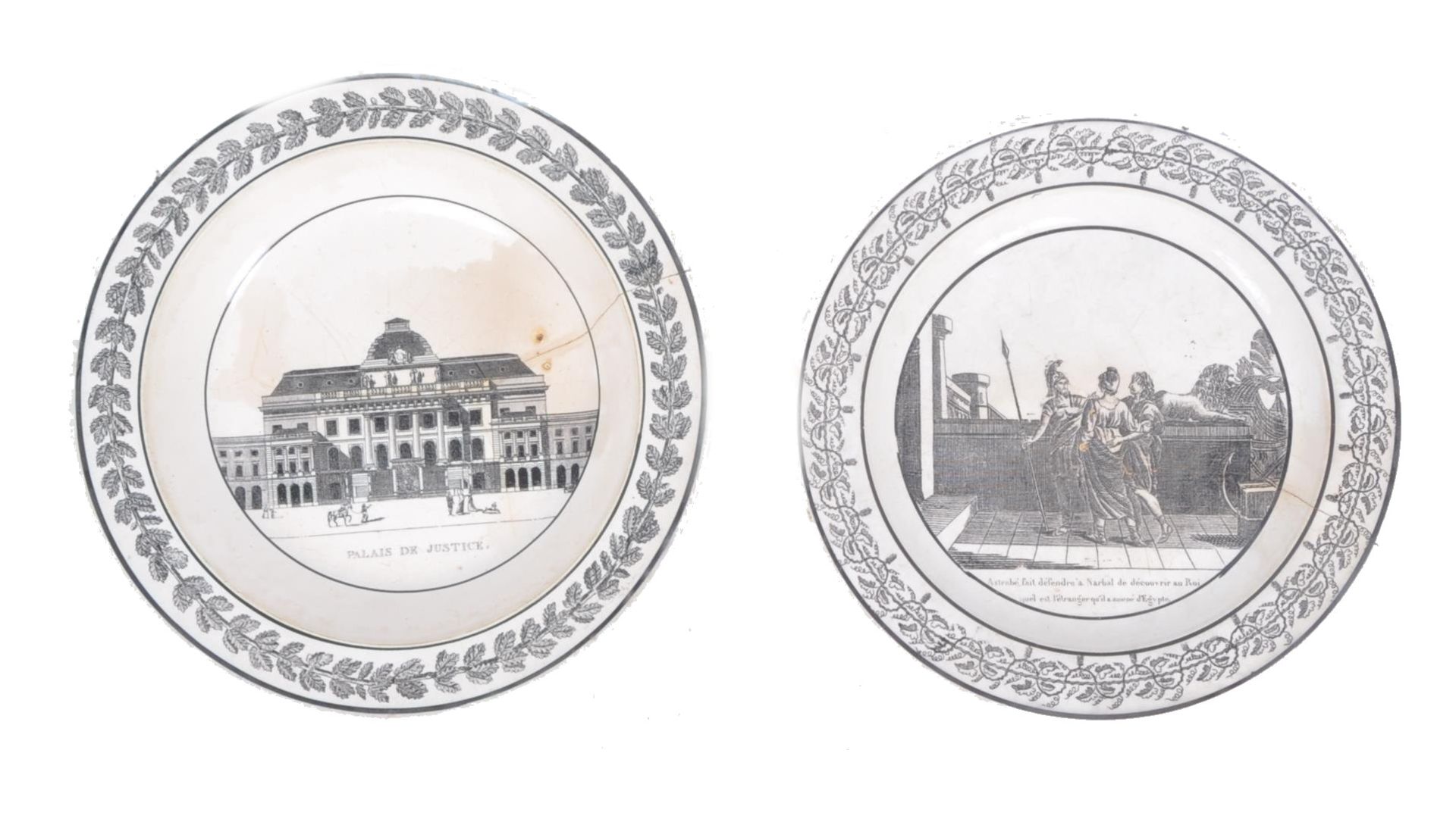 TWO 18TH CENTURY WEDGWOOD CREAMWARE PLATES OF PARIS