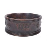 19H CENTURY CARVED HARDWOOD WINE COASTER