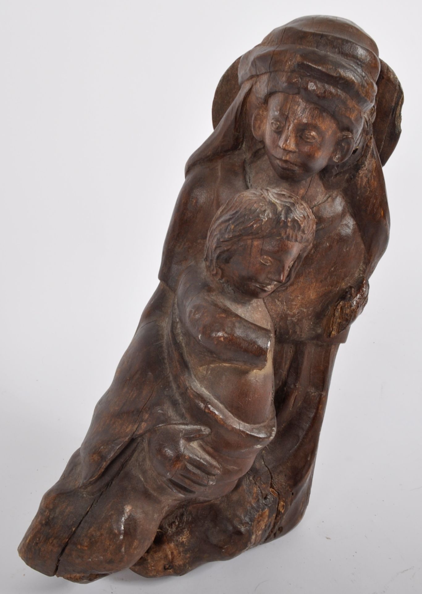 20TH CENTURY OAK CARVING OF MADONNA & CHRIST - Image 3 of 8