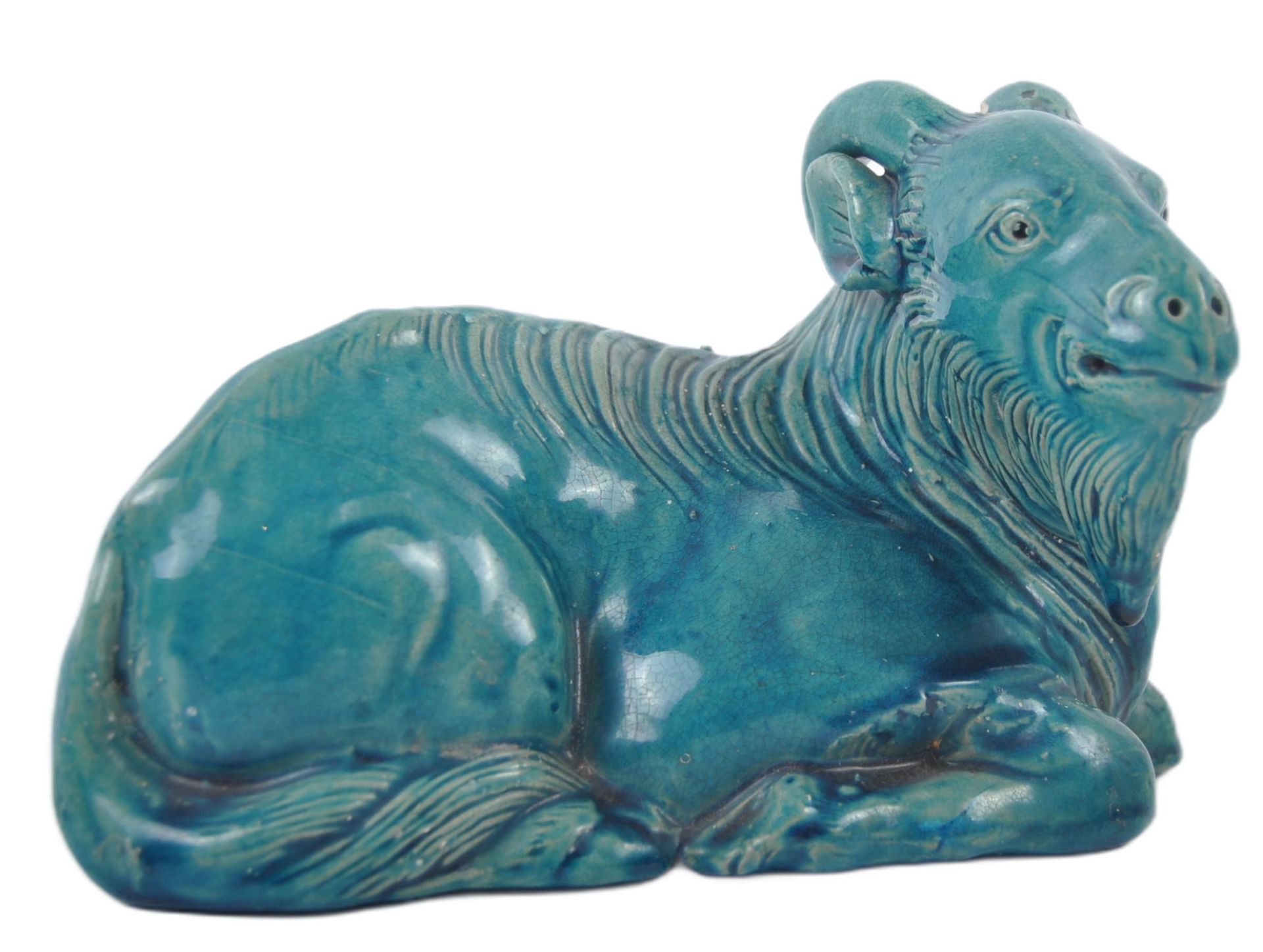 CHINESE MONOCHROME TURQUOISE ZODIAC GOAT