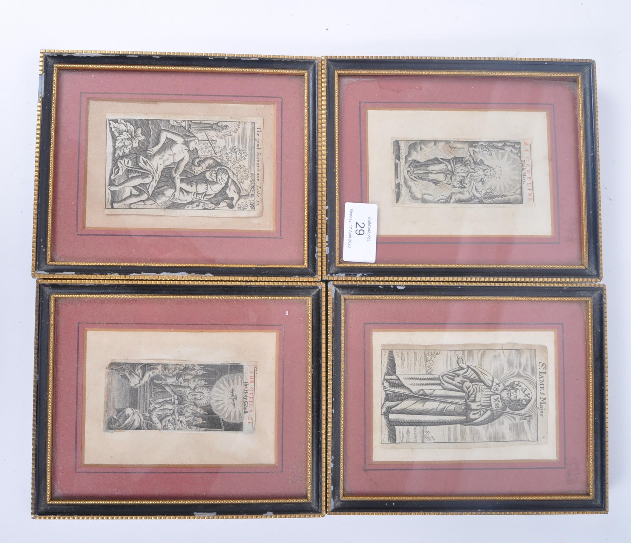 FOUR ANTIQUE FRAMED CHRISTIAN WOODBLOCK ENGRAVINGS - Image 2 of 6