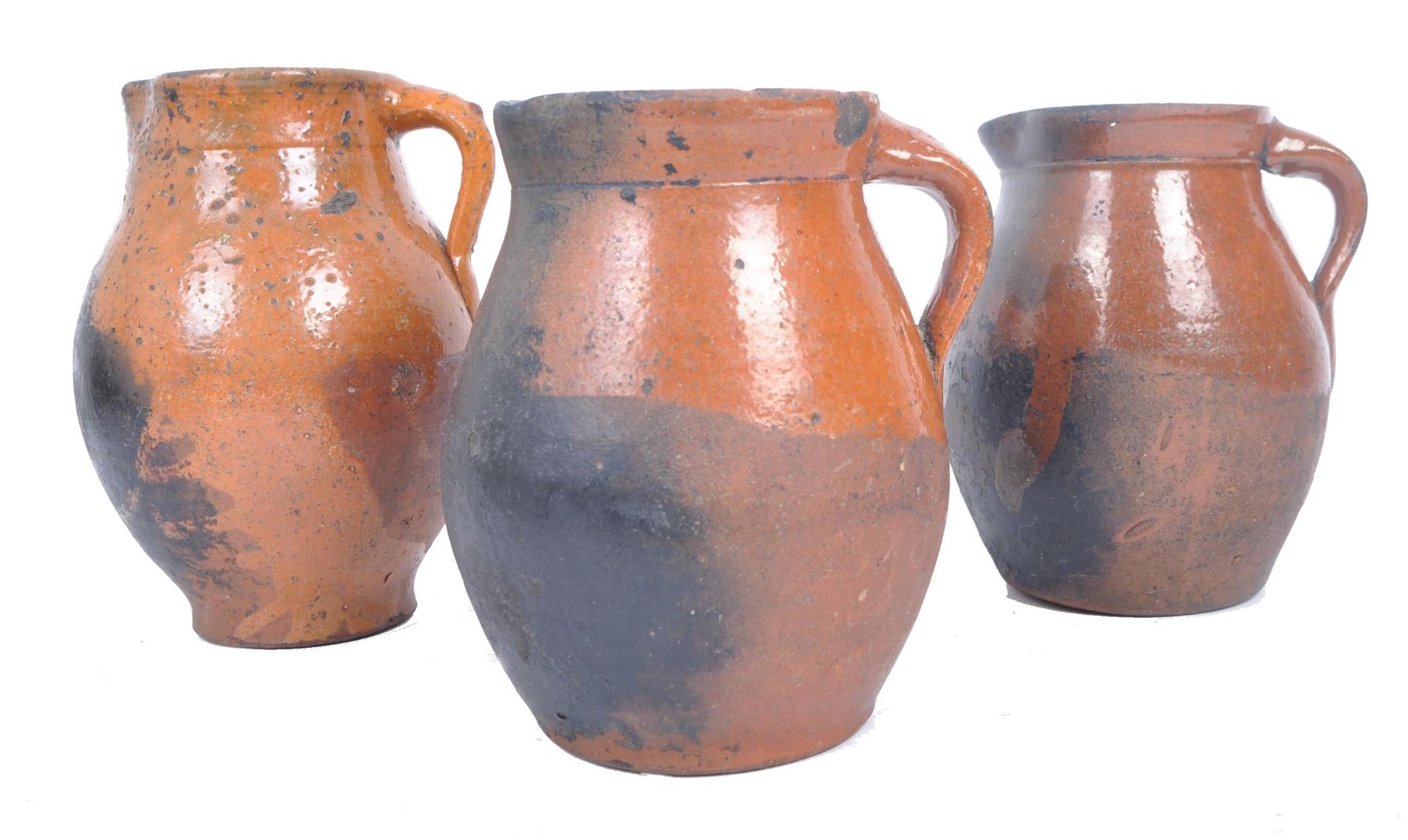 SET OF 19TH CENTURY TERRACOTTA GLAZED JUGS