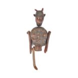 19TH CENTURY CARVED WOOD DEMON ARTICULATED FIGURE
