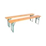 NATURA - PAIR OF RETRO INDUSTRIAL / SCHOOL FOLDING BENCHES ON METAL LEGS