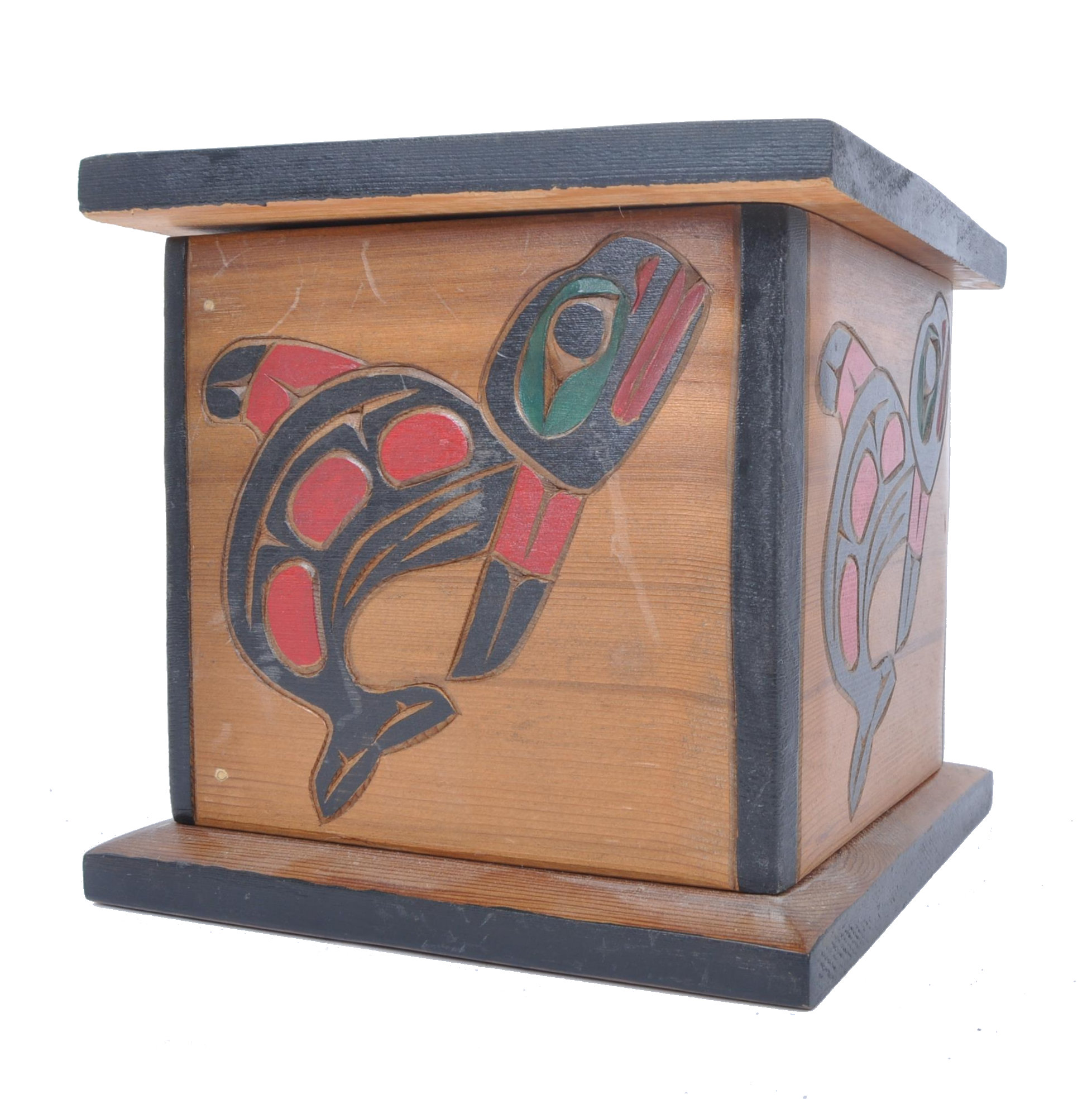 STEWART WEBBER RED CEDAR KWAKIUTL CANADIAN WHALE BOX