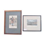 TWO ANTIQUE FRAMED 19TH CENTURY HANDCOLOURED ENGRAVINGS