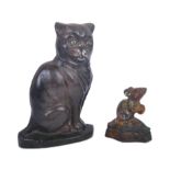 ANTIQUE CAT & MOUSE CAST IRON DOORSTOPS