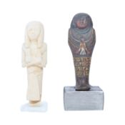 TWO ANCIENT EGYPTIAN USHABTI FUNERAL STATUETTES