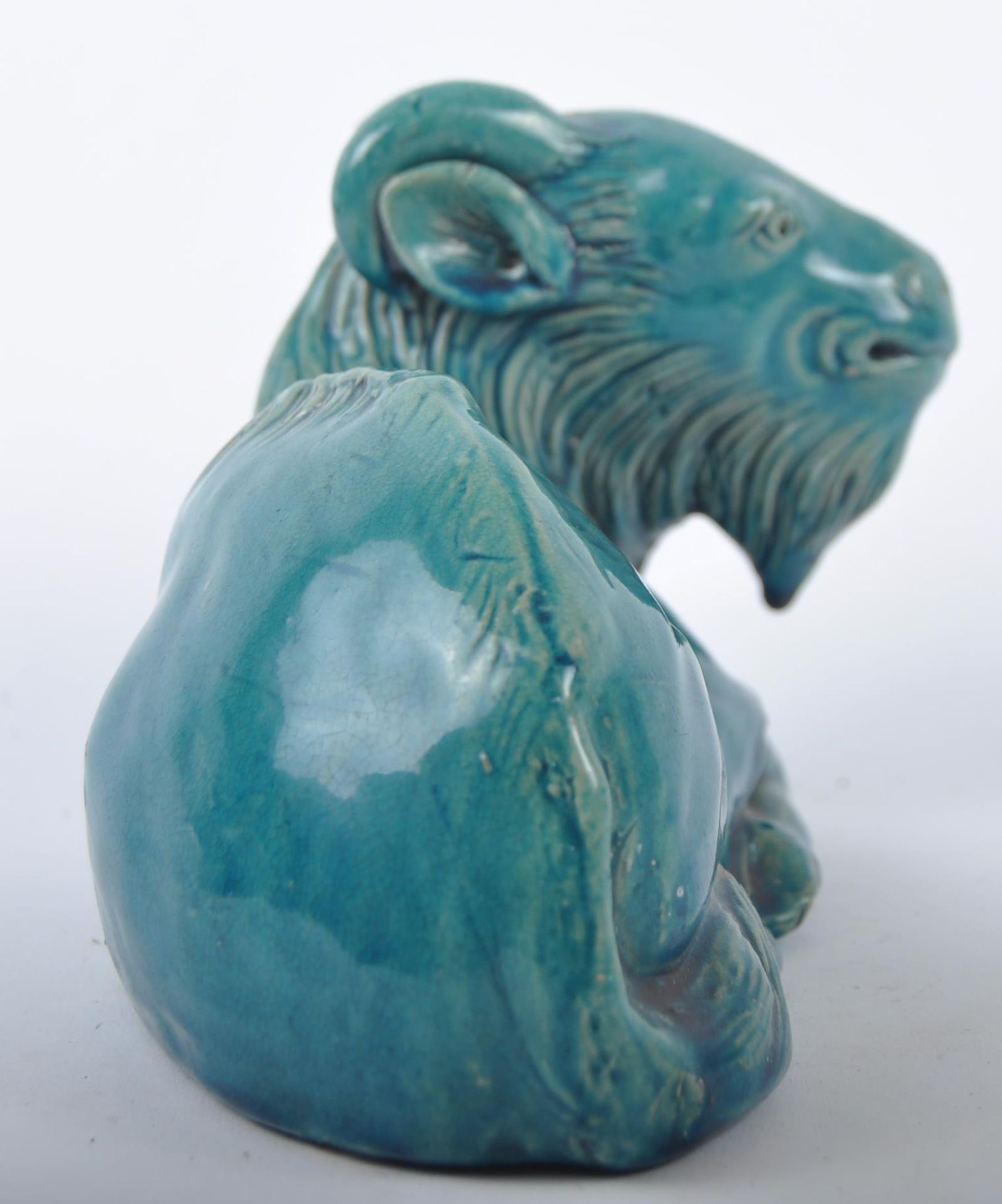 CHINESE MONOCHROME TURQUOISE ZODIAC GOAT - Image 2 of 6