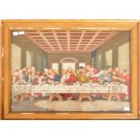 19TH CENTURY LAST SUPPER EMBROIDERED NEEDLEPOINT TAPESTRY