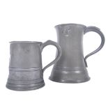 19TH CENTURY VICTORIAN LARGE PEWTER QUART TANKARD & OTHER