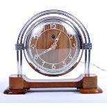 TWENTIETH CENTURY ART DECO WOODEN ELECTRIC DESK CLOCK