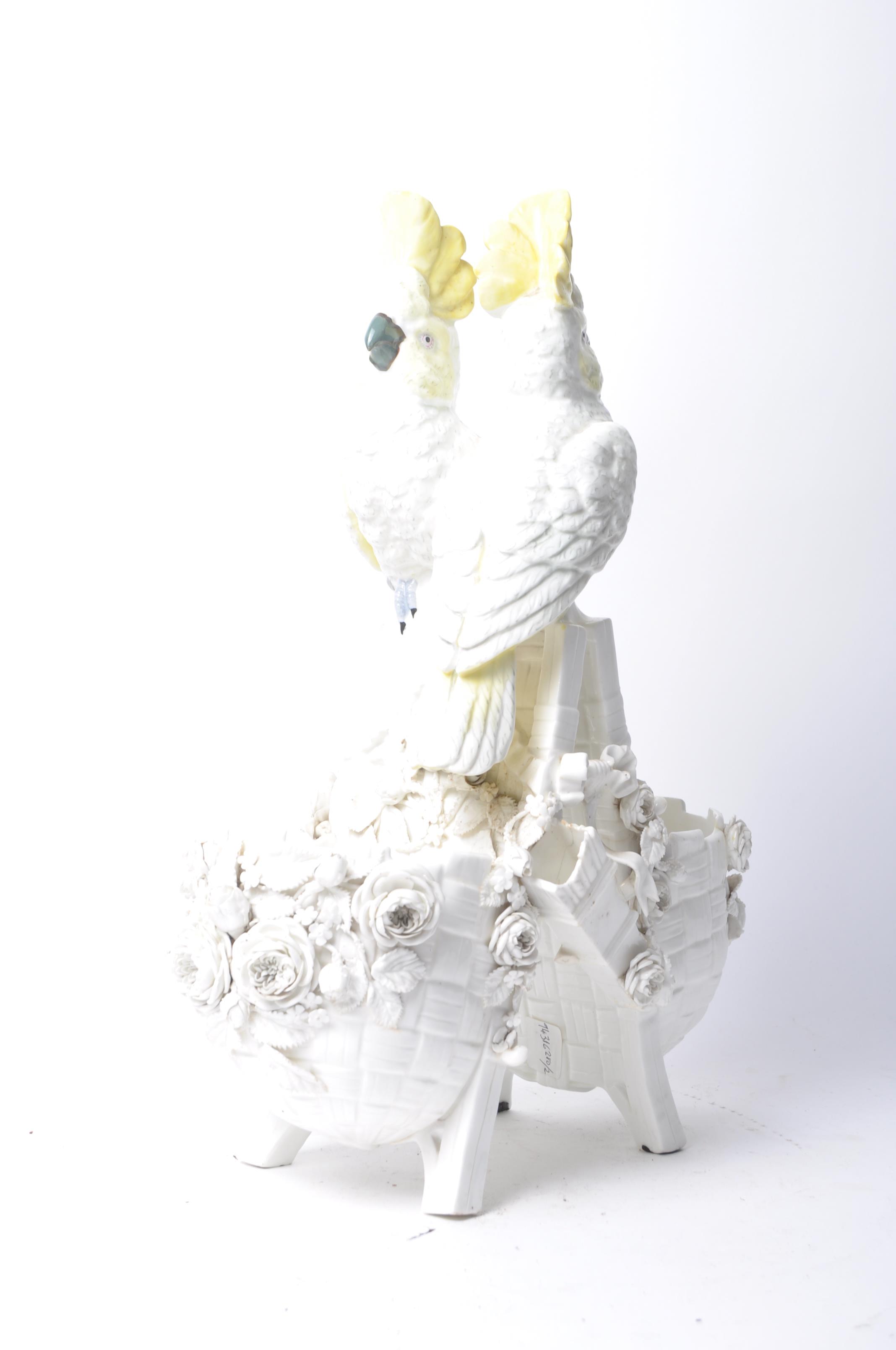 19TH CENTURY COCKATOO ON BASKET FIGURINE GROUP - Image 6 of 8