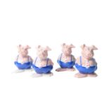 SET OF FOUR VINTAGE NATWEST PIGGY BANK BROTHER MAXWELL PIGS