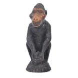 20TH CENTURY CARVED WOODEN MONKEY FIGURE