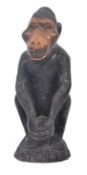 20TH CENTURY CARVED WOODEN MONKEY FIGURE