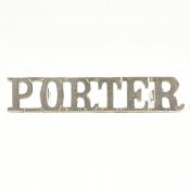 RAILWAY INTEREST - VINTAGE 'PORTER' COLLAR BADGE