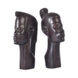 PAIR OF 20TH CENTURY AFRICAN HARDWOOD CARVED STATUES