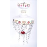 BOHEMIAN CZECH GLASS RUBY AND WHITE CEILING LIGHT LAMP