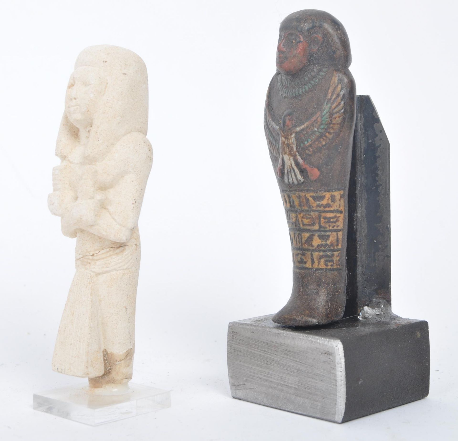 TWO ANCIENT EGYPTIAN USHABTI FUNERAL STATUETTES - Image 4 of 6