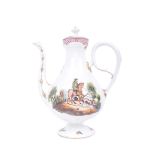 ANTIQUE VICTORIAN PORCELAIN COFFEE POT WITH PAINTED SCENES