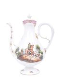 ANTIQUE VICTORIAN PORCELAIN COFFEE POT WITH PAINTED SCENES