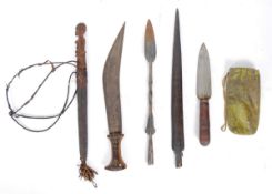 COLLECTION OF AFRICAN TRIBAL WEAPONS - DAGGERS - SPEAR HEAD